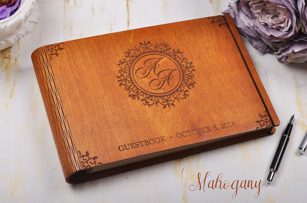 Wedding guest book with a monogram