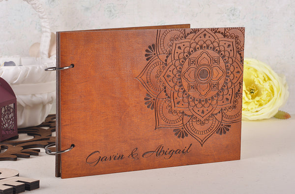 Mandala wedding guestbook, Rustic guest book, wedding guest book