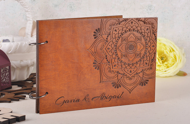 Mandala wedding guestbook, Rustic guest book