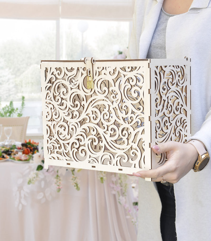 White Wedding Card Box, Wedding Money Holder