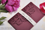 pocket fold wedding invitation, pocket invitation, laser cut invitation, laser cut wedding invitations, wedding invitations with rsvp, marsala wedding invitations,elegant wedding invitations, wedding invites, wedding invitation, wedding invitations, marsala wedding invitation, lace wedding invitation, gold foil wedding invitations