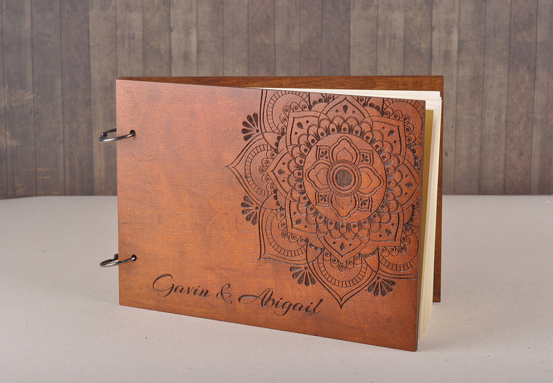 Mandala wedding guestbook, Rustic guest book, wedding guest book