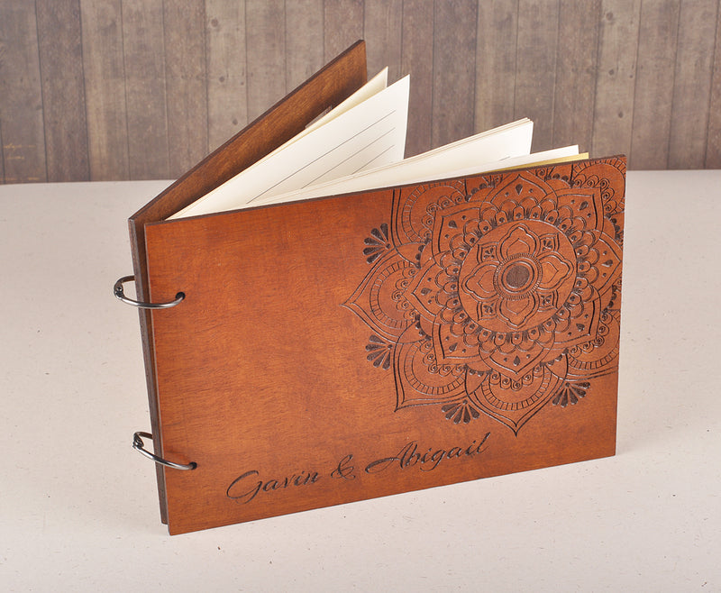 Mandala wedding guestbook, Rustic guest book