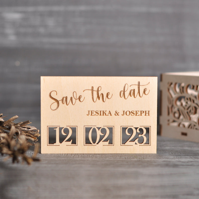 Wooden Wedding Save the Date Magnets