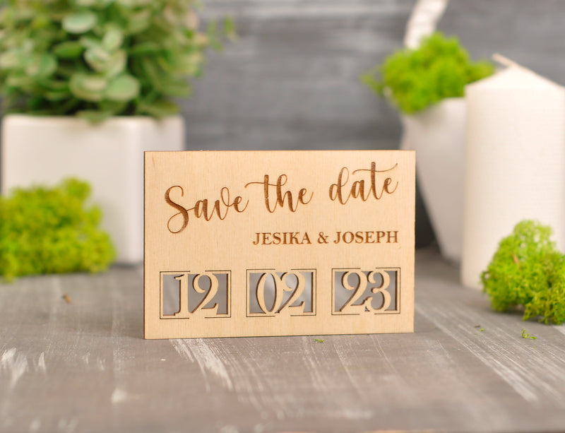 Wood Save the Date Magnets – Rooted & Built Design