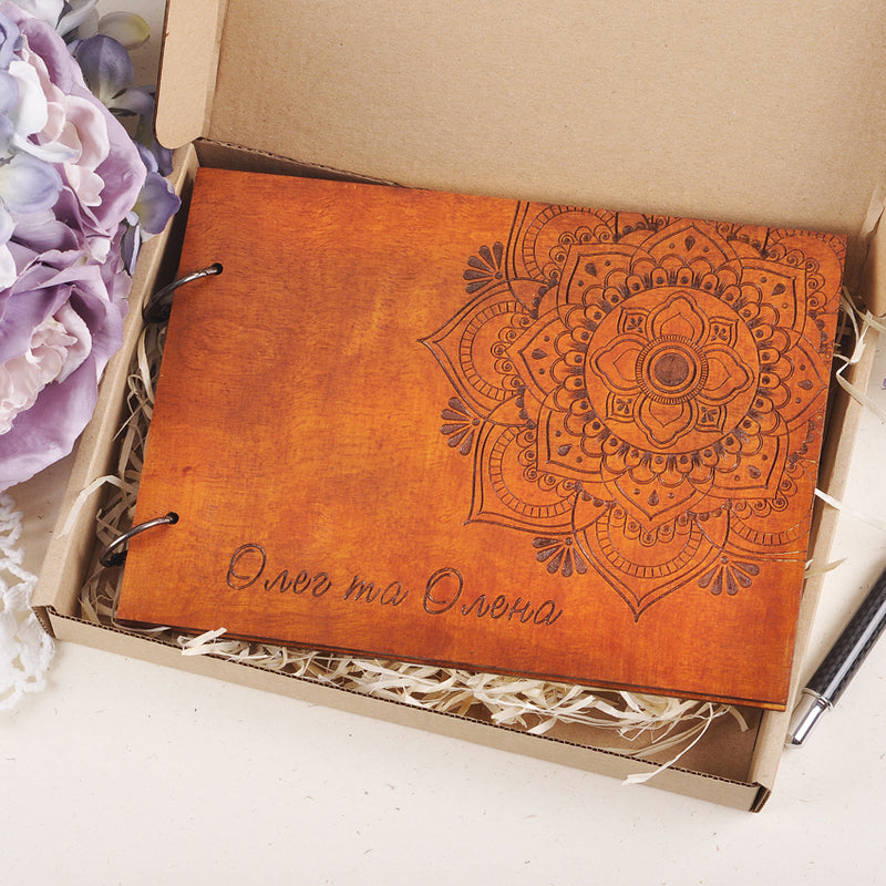 Mandala wedding guestbook, Rustic guest book