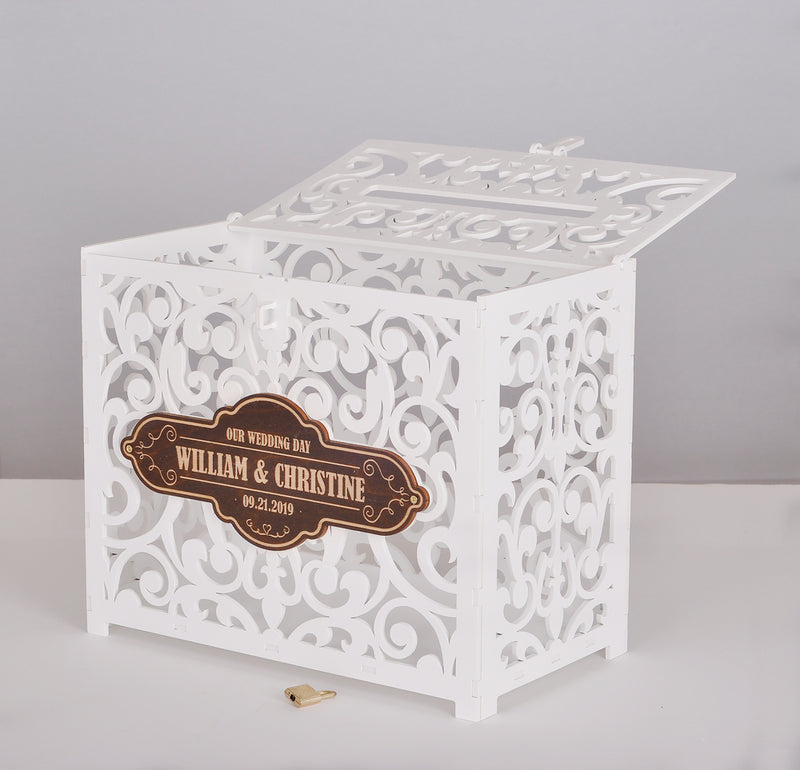 Wooden Wedding Card Box with Slot