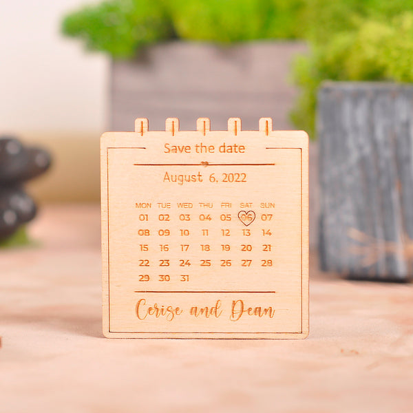 Save The Date Calendar Cards PERSONALISED Rustic Wooden Save The