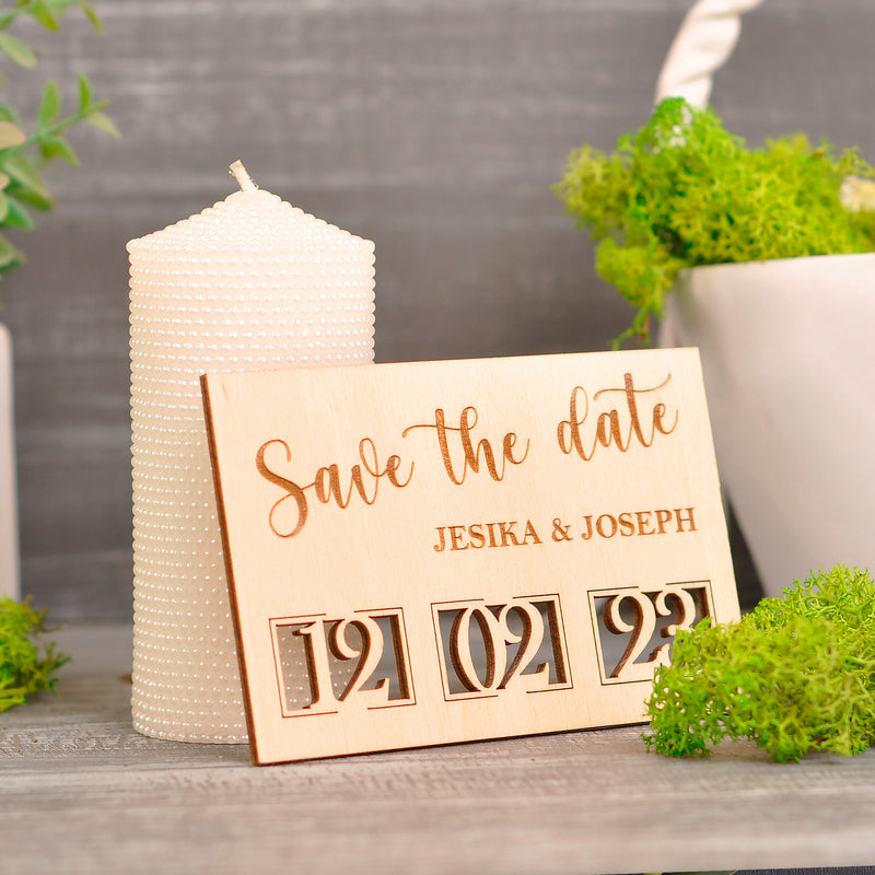 Wooden Save the Date Magnet Cards, Unique Save the Date Cards