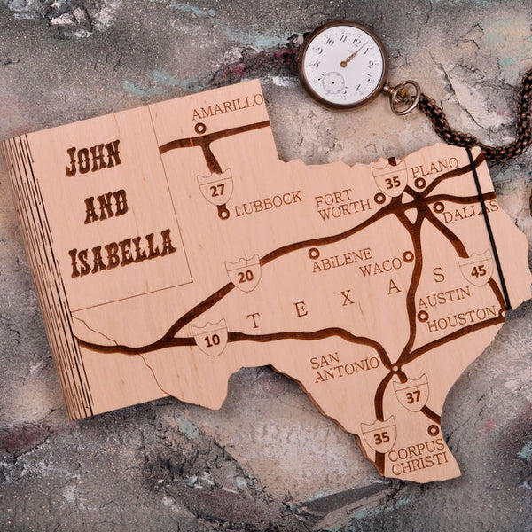 Map texas wedding guest book